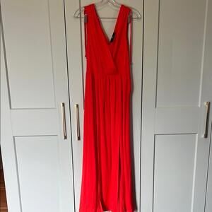 Sachin + Babi Red V-Neck Sleeveless Maxi Gown
